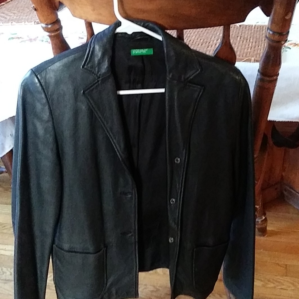 Women's black leather jacket